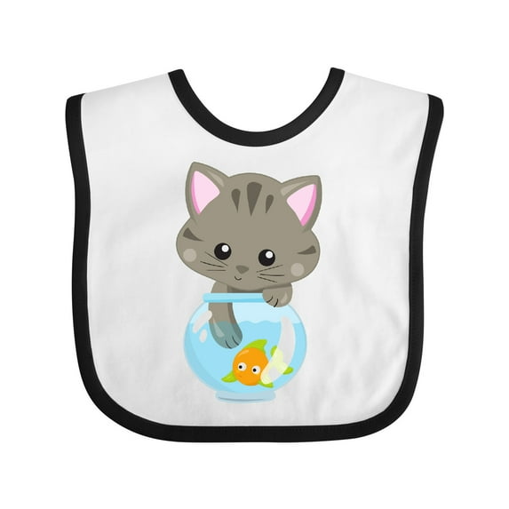 Inktastic Cute Cat, Little Cat, Kitty, Kitten, Fish Bowl Girls Baby Bib