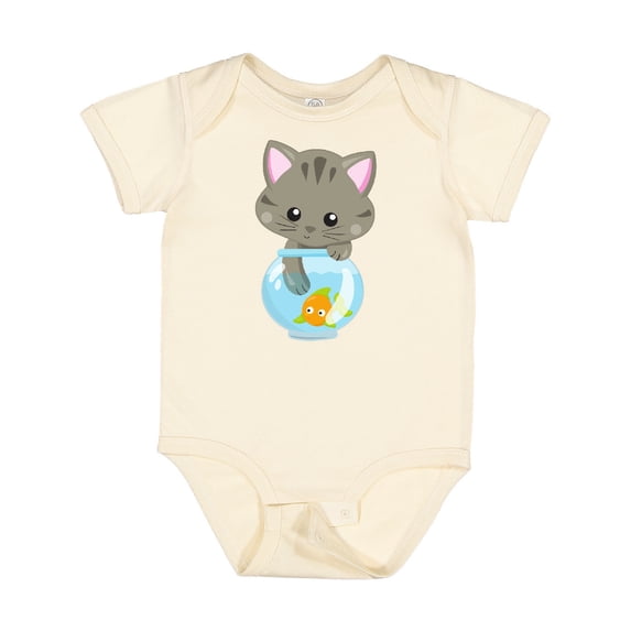 Inktastic Cute Cat, Little Cat, Kitty, Kitten, Fish Bowl Girls Baby Bodysuit