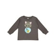thumbnail image 1 of Inktastic Cute Cat, Little Cat, Kitty, Kitten, Fish Bowl Girls Long Sleeve Toddler T-Shirt, 1 of 5