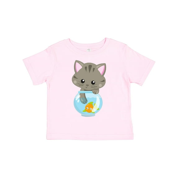 Inktastic Cute Cat, Little Cat, Kitty, Kitten, Fish Bowl Girls Toddler T-Shirt
