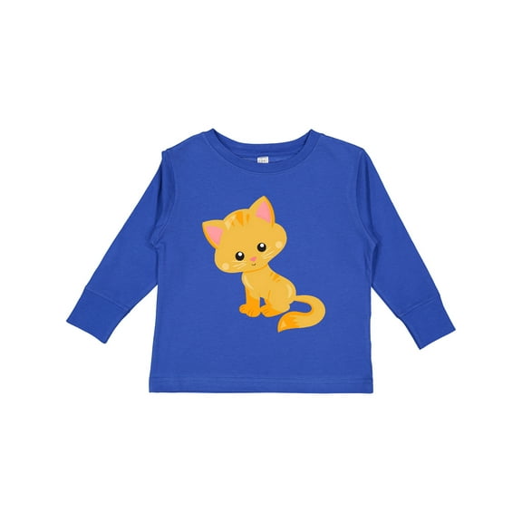 Inktastic Cute Cat, Orange Cat, Kitty, Kitten, Cute Animal Girls Long Sleeve Toddler T-Shirt