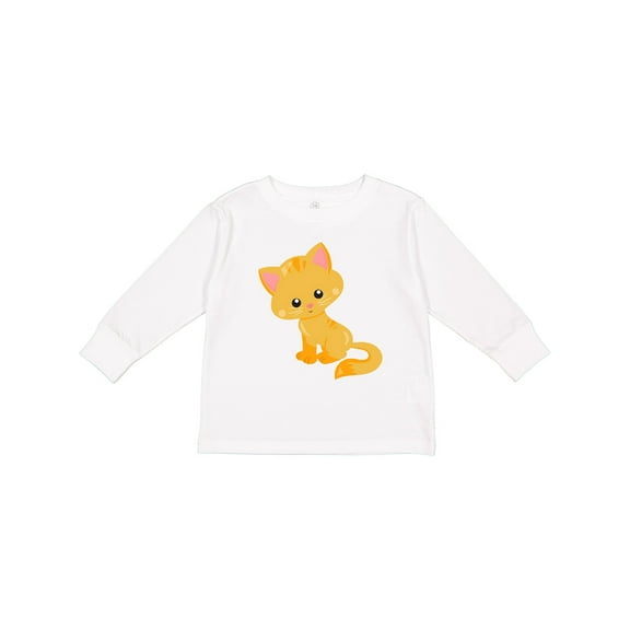 Inktastic Cute Cat, Orange Cat, Kitty, Kitten, Cute Animal Girls Long Sleeve Toddler T-Shirt