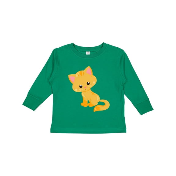 Inktastic Cute Cat, Orange Cat, Kitty, Kitten, Cute Animal Girls Long Sleeve Toddler T-Shirt