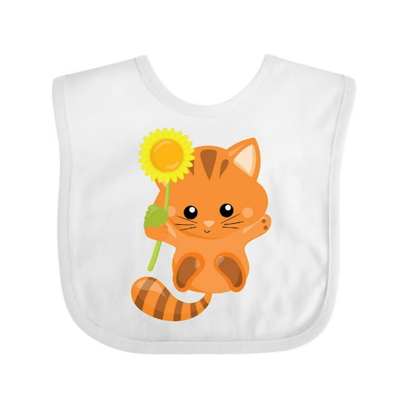 Inktastic Cute Cat, Orange Cat, Kitty, Kitten, Sunflower Girls Baby Bib