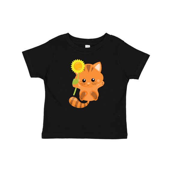 Inktastic Cute Cat, Orange Cat, Kitty, Kitten, Sunflower Girls Baby T-Shirt