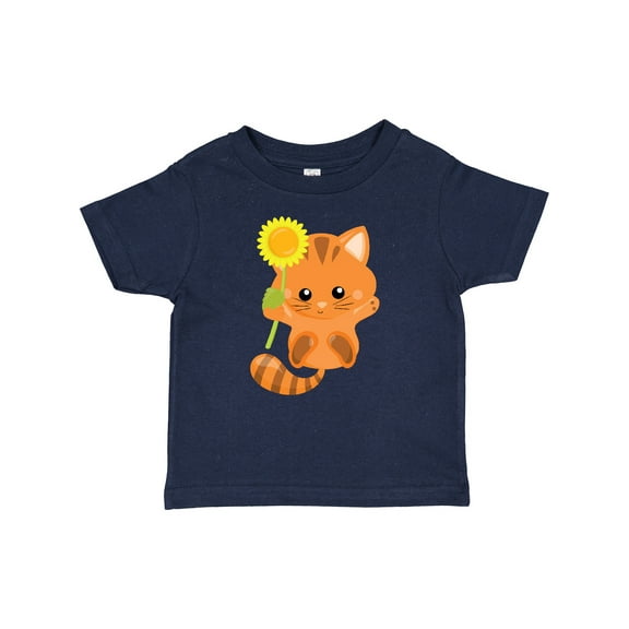 Inktastic Cute Cat, Orange Cat, Kitty, Kitten, Sunflower Girls Baby T-Shirt