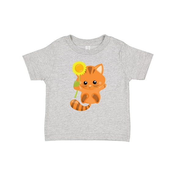 Inktastic Cute Cat, Orange Cat, Kitty, Kitten, Sunflower Girls Baby T-Shirt