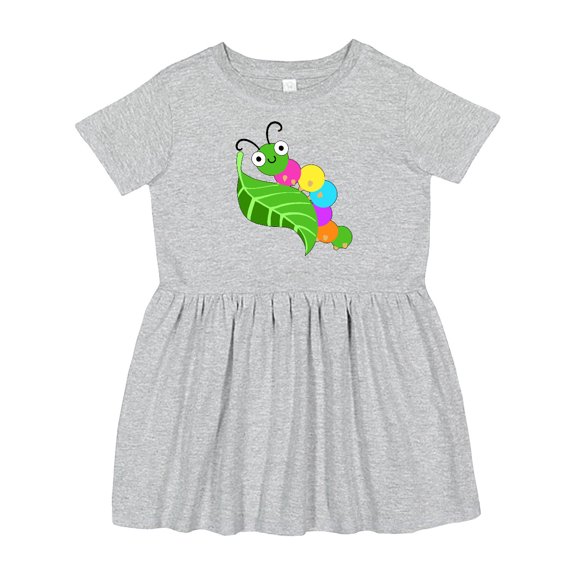 Inktastic Cute Caterpillar on Leaf Girls Toddler Dress