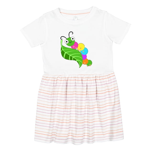 Inktastic Cute Caterpillar on Leaf Girls Toddler Dress