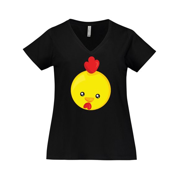 Inktastic Cute Chicken, Baby Chicken, Chick, Rooster Women's Plus Size V-Neck T-Shirt