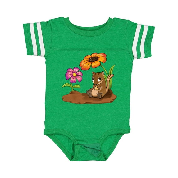 Inktastic Cute Chipmunk on Lunch Break with Flowers Boys or Girls Baby Bodysuit