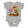 thumbnail image 1 of Inktastic Cute Chipmunk on Lunch Break with Flowers Boys or Girls Baby Bodysuit, 1 of 5