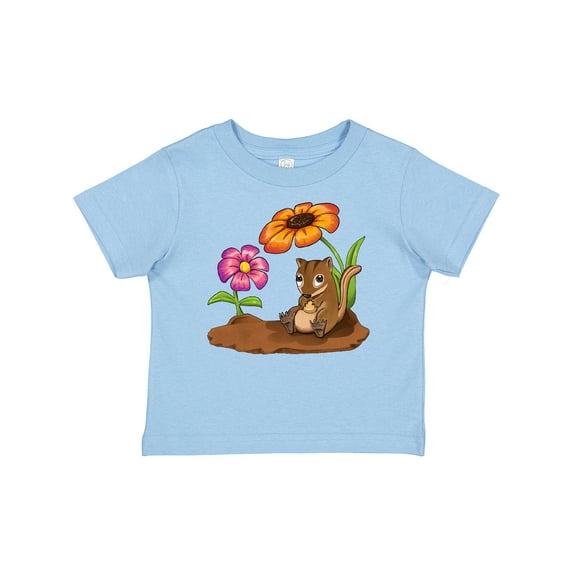 Inktastic Cute Chipmunk on Lunch Break with Flowers Boys or Girls Baby T-Shirt