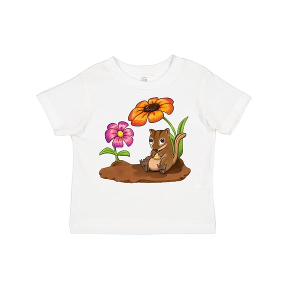 Inktastic Cute Chipmunk on Lunch Break with Flowers Boys or Girls Toddler T-Shirt