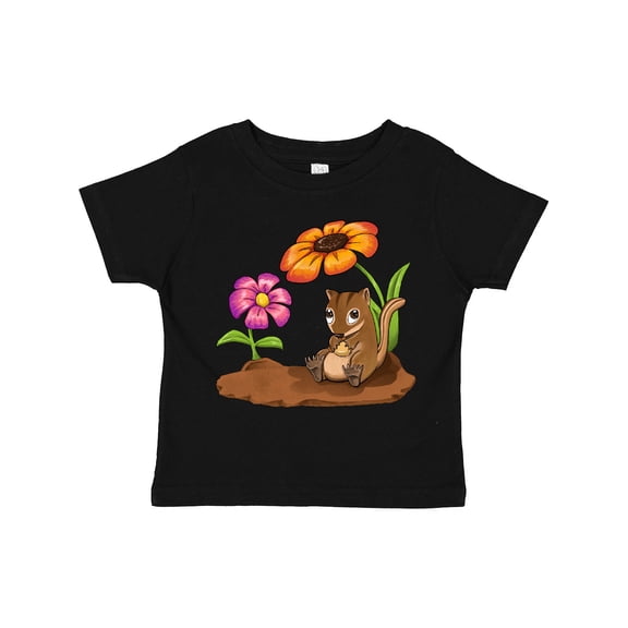 Inktastic Cute Chipmunk on Lunch Break with Flowers Boys or Girls Toddler T-Shirt