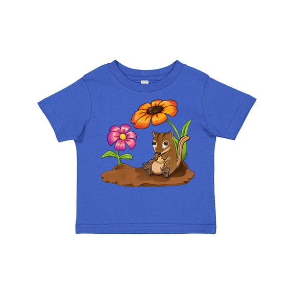 Inktastic Cute Chipmunk on Lunch Break with Flowers Boys or Girls Toddler T-Shirt