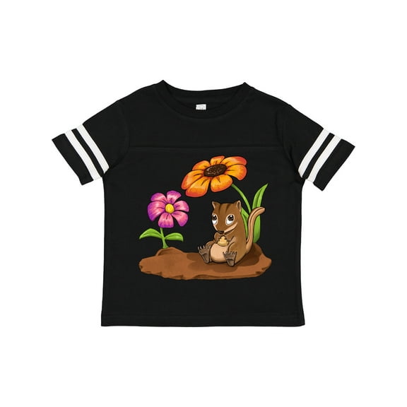 Inktastic Cute Chipmunk on Lunch Break with Flowers Boys or Girls Toddler T-Shirt