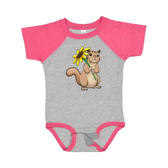 Inktastic Cute Chipmunk with Sunflower Boys or Girls Baby Bodysuit