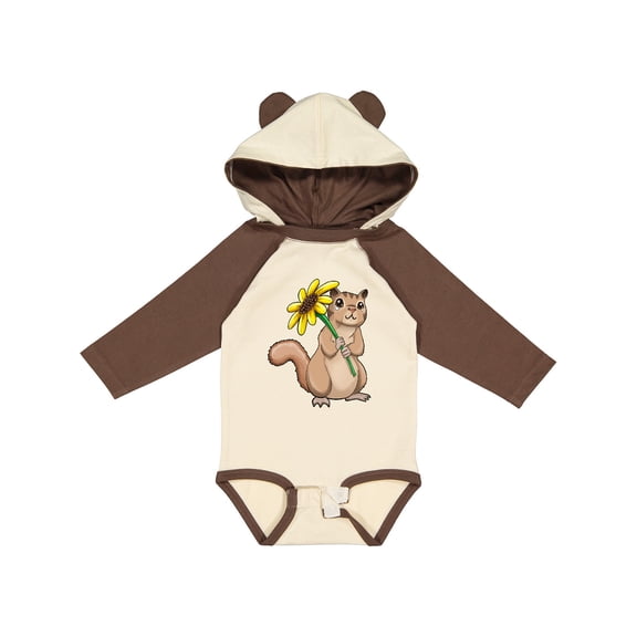 Inktastic Cute Chipmunk with Sunflower Boys or Girls Long Sleeve Baby Bodysuit