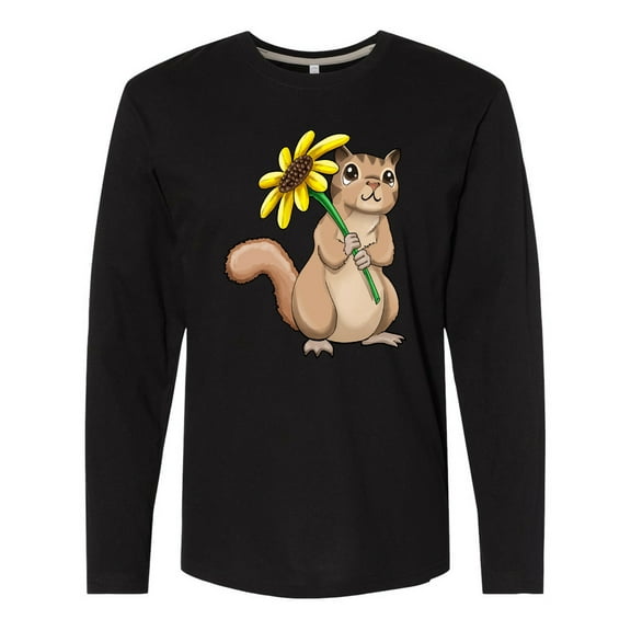 Inktastic Cute Chipmunk with Sunflower Long Sleeve T-Shirt