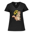 thumbnail image 1 of Inktastic Cute Chipmunk with Sunflower Women's Plus Size V-Neck T-Shirt, 1 of 5