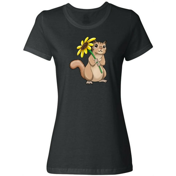 Inktastic Cute Chipmunk with Sunflower Women's T-Shirt