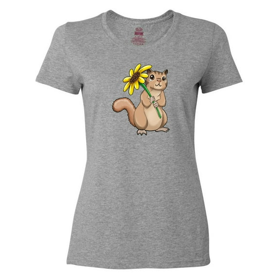 Inktastic Cute Chipmunk with Sunflower Women's T-Shirt