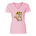 thumbnail image 1 of Inktastic Cute Chipmunk with Sunflower Women's V-Neck T-Shirt, 1 of 5