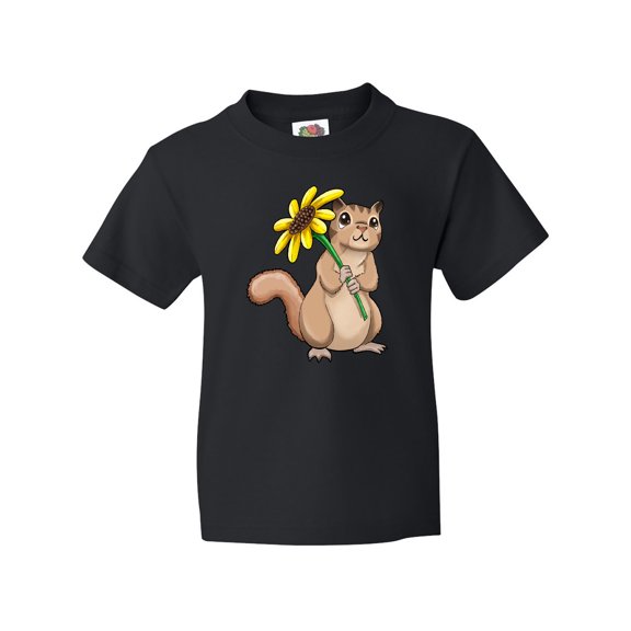 Inktastic Cute Chipmunk with Sunflower Youth T-Shirt