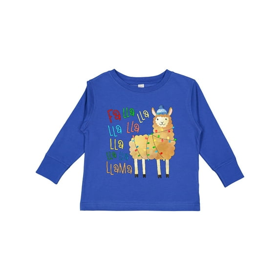 Inktastic Cute Christmas Fa Lla Llama Boys or Girls Long Sleeve Toddler T-Shirt