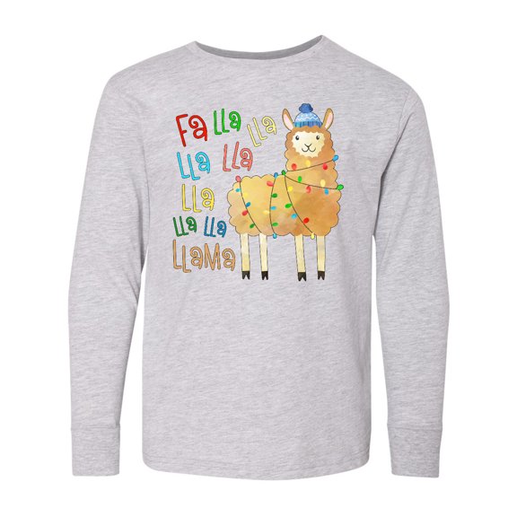 Inktastic Cute Christmas Fa Lla Llama Long Sleeve Youth T-Shirt