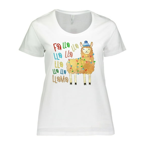 Inktastic Cute Christmas Fa Lla Llama Women's Plus Size T-Shirt