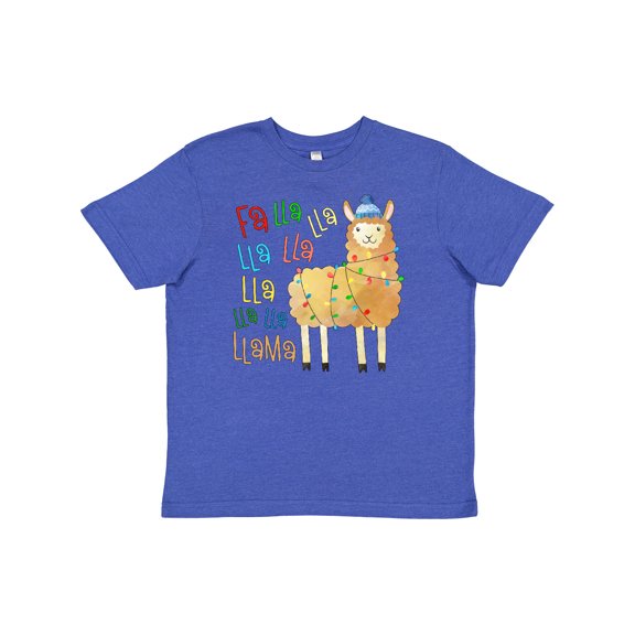 Inktastic Cute Christmas Fa Lla Llama Youth T-Shirt