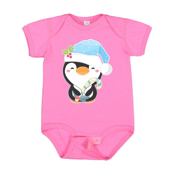 Inktastic Cute Christmas Penguin in Blue Hat Boys or Girls Baby Bodysuit