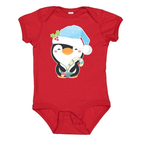Inktastic Cute Christmas Penguin in Blue Hat Boys or Girls Baby Bodysuit