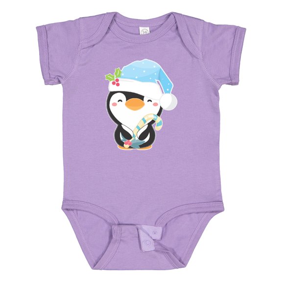 Inktastic Cute Christmas Penguin in Blue Hat Boys or Girls Baby Bodysuit