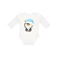 thumbnail image 1 of Inktastic Cute Christmas Penguin in Blue Hat Boys or Girls Long Sleeve Baby Bodysuit, 1 of 5