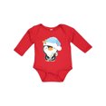thumbnail image 1 of Inktastic Cute Christmas Penguin in Blue Hat Boys or Girls Long Sleeve Baby Bodysuit, 1 of 5