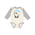 thumbnail image 1 of Inktastic Cute Christmas Penguin in Blue Hat Boys or Girls Long Sleeve Baby Bodysuit, 1 of 5