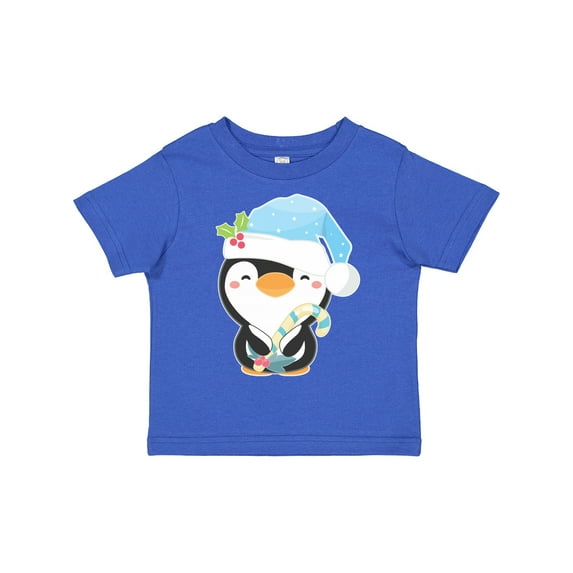 Inktastic Cute Christmas Penguin in Blue Hat Boys or Girls Toddler T-Shirt