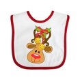 thumbnail image 1 of Inktastic Cute Christmas Reindeer with Bells Boys or Girls Baby Bib, 1 of 4