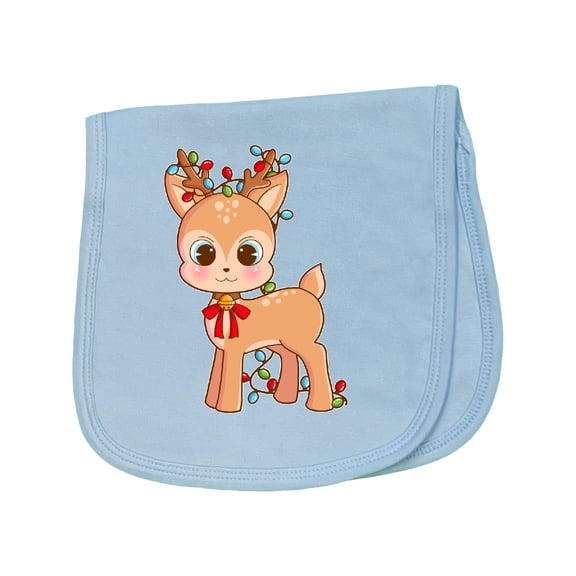 Inktastic Cute Christmas Reindeer with Christmas Lights Baby Burp Cloth