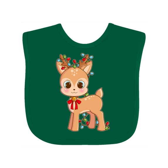 Inktastic Cute Christmas Reindeer with Christmas Lights Boys or Girls Baby Bib