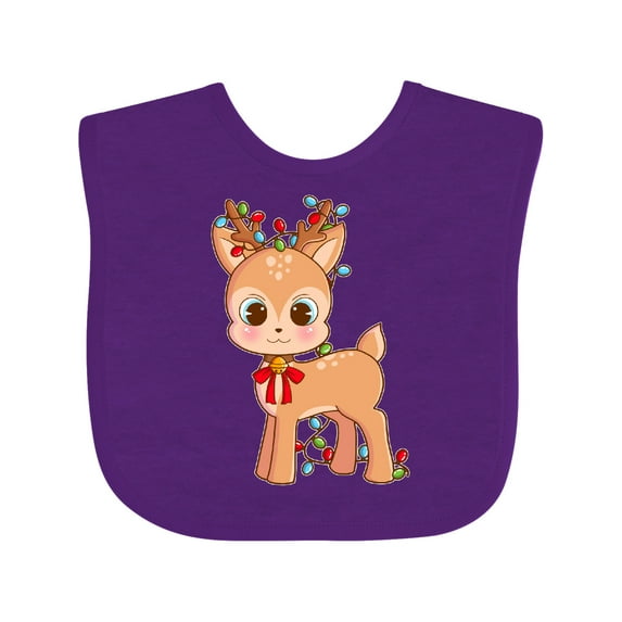 Inktastic Cute Christmas Reindeer with Christmas Lights Boys or Girls Baby Bib