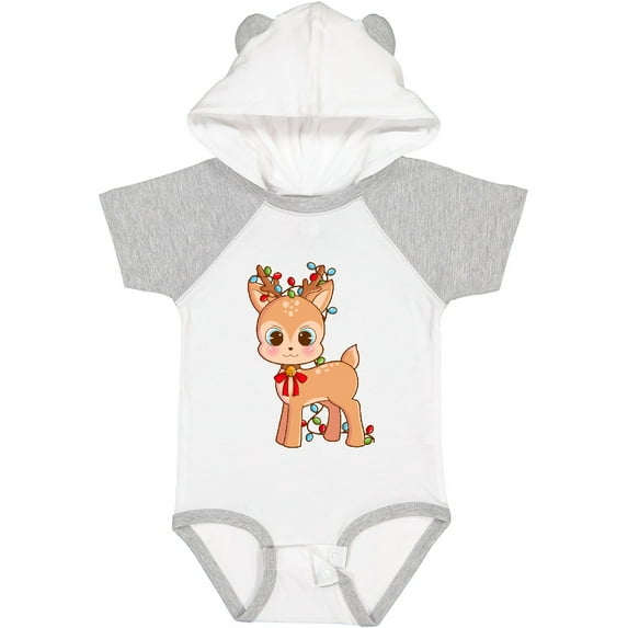 Inktastic Cute Christmas Reindeer with Christmas Lights Boys or Girls Baby Bodysuit