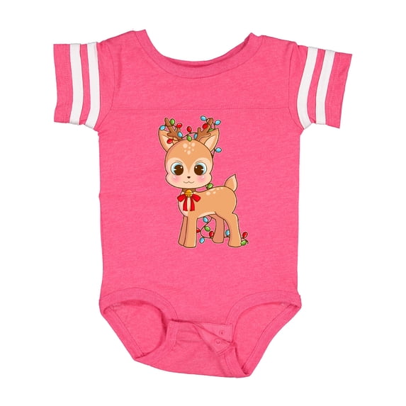 Inktastic Cute Christmas Reindeer with Christmas Lights Boys or Girls Baby Bodysuit