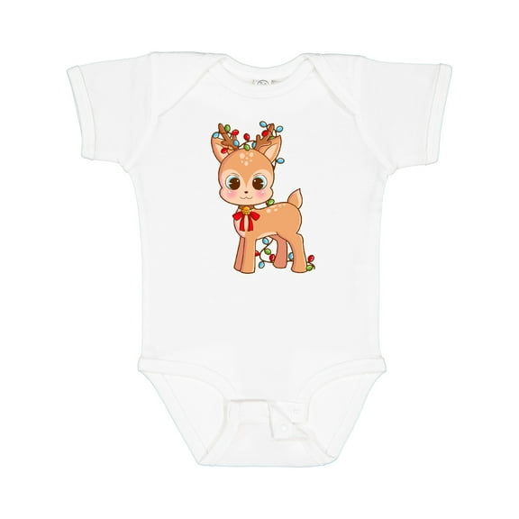 Inktastic Cute Christmas Reindeer with Christmas Lights Boys or Girls Baby Bodysuit