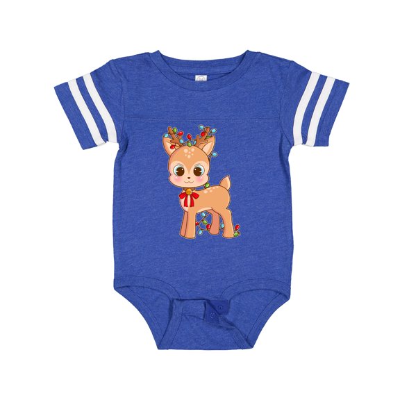 Inktastic Cute Christmas Reindeer with Christmas Lights Boys or Girls Baby Bodysuit