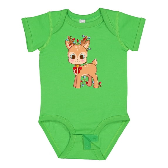 Inktastic Cute Christmas Reindeer with Christmas Lights Boys or Girls Baby Bodysuit