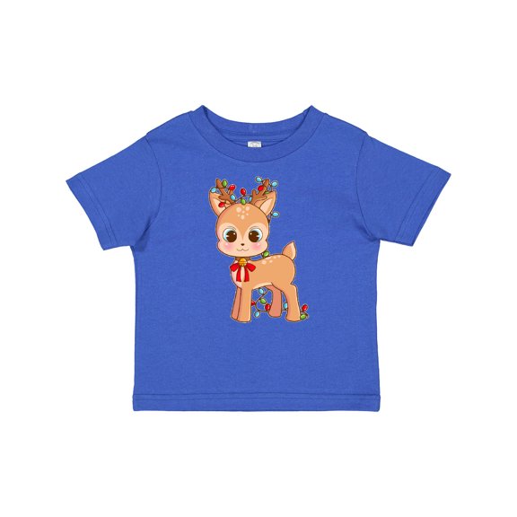 Inktastic Cute Christmas Reindeer with Christmas Lights Boys or Girls Baby T-Shirt